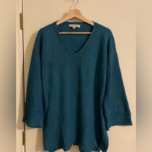 LOFT Teal V-Neck Sweater XL